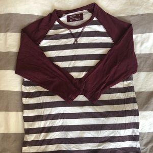 Burgundy 3/4 Sleeve Baseball Tee